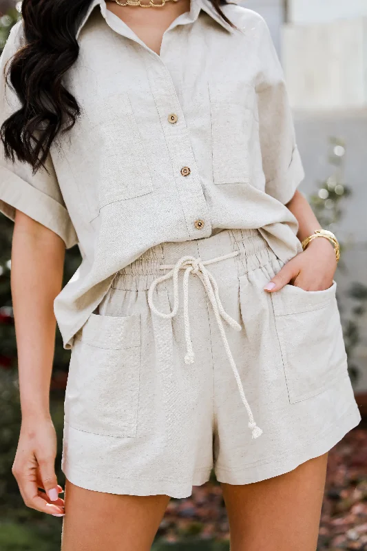 Bermuda shorts – Knee-length shorts that offer a more conservative and comfortable fit.Bermuda shorts – Knee-length shorts that offer a more conservative and comfortable fit.FINAL SALE - Sunny Day Bliss Linen Shorts