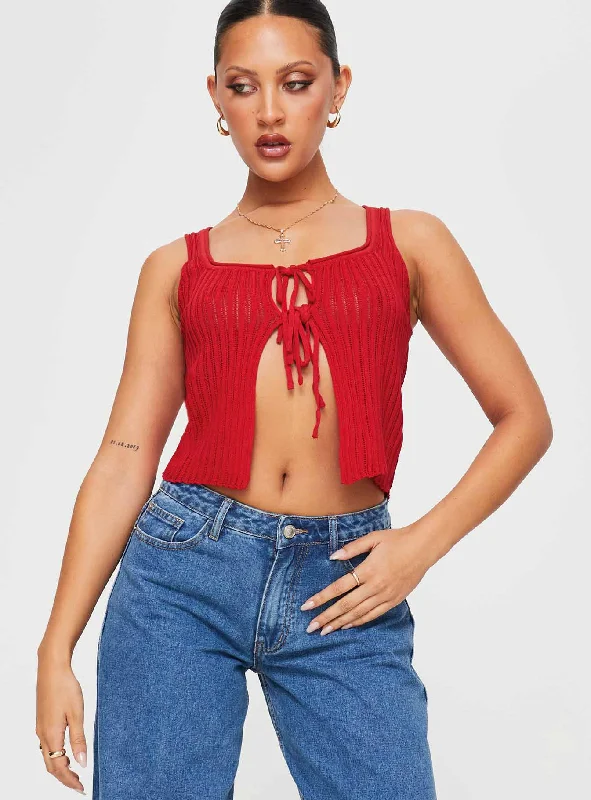 Cowl neck vest – Vest with a draped, loose-fitting neck for added styleCowl neck vest – Vest with a draped, loose-fitting neck for added styleMyall Top Red