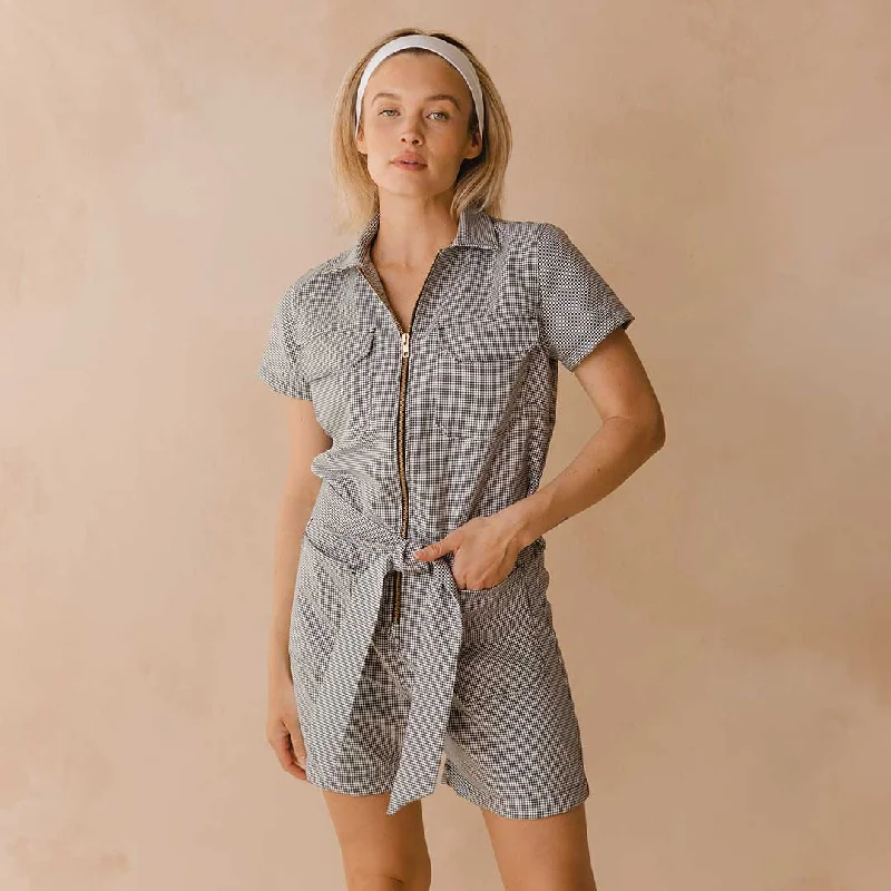 Designer Jumpsuits V-neckV-neckCity Romper, Houndstooth