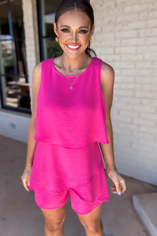 Tailor-Made JumpsuitsTailoredTailoredI'll Follow You Anywhere Hot Pink Romper