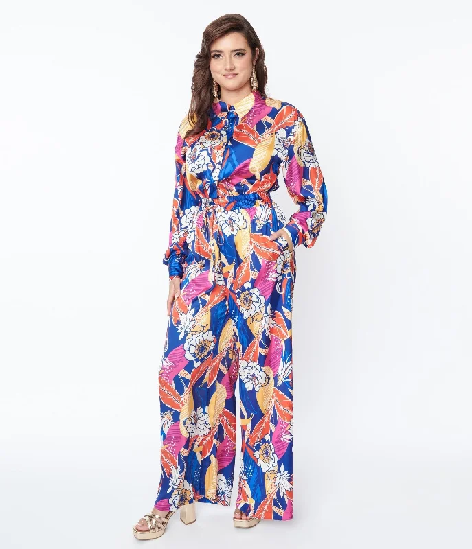 Luxurious Jumpsuits BohoBohoMulticolor Bold Floral Print Jumpsuit