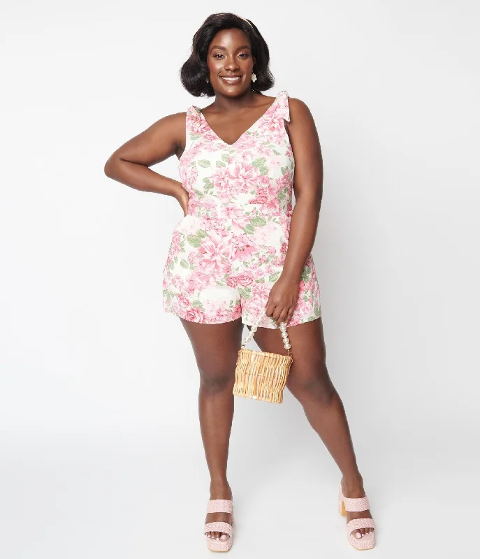 Effortless Jumpsuits RomperRomperPlus Size Ivory Floral Truth Be Told Romper