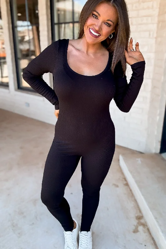 Plus-Size Jumpsuits casual jumpsuit casual jumpsuit Scoop Neck Black Ruching Detail Long Sleeve Cat Suit Plus-Size Jumpsuits casual jumpsuit casual jumpsuit Scoop Neck Black Ruching Detail Long Sleeve Cat Suit