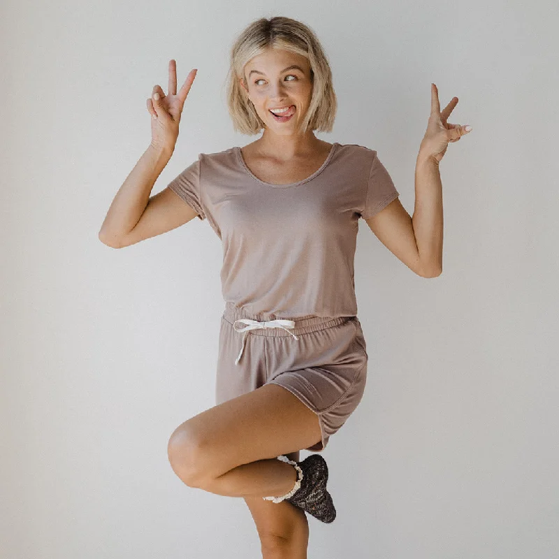 Relaxed Jumpsuits denim jumpsuit denim jumpsuit Serenity Romper, Mocha