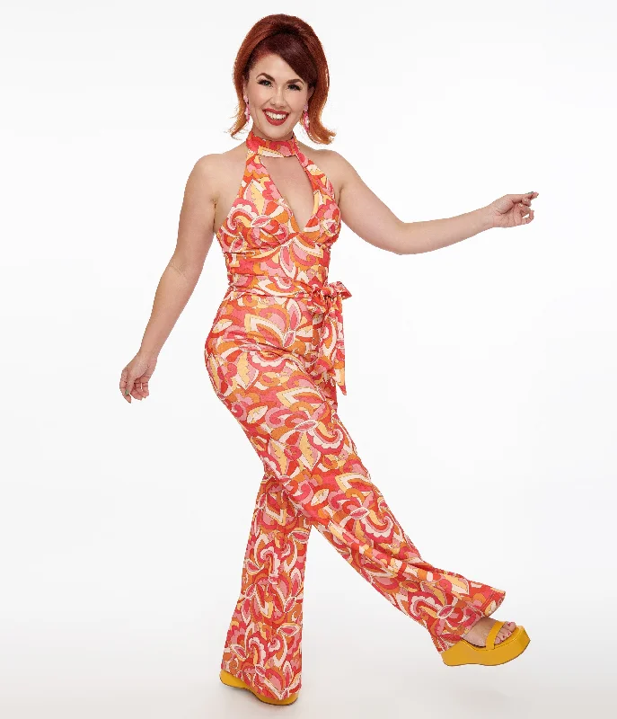 Warm-Weather Jumpsuits FloralFloralSmak Parlour 1960s Orange Psychedelic Paisley Glamour Goddess Jumpsuit Warm-Weather Jumpsuits FloralFloralSmak Parlour 1960s Orange Psychedelic Paisley Glamour Goddess Jumpsuit