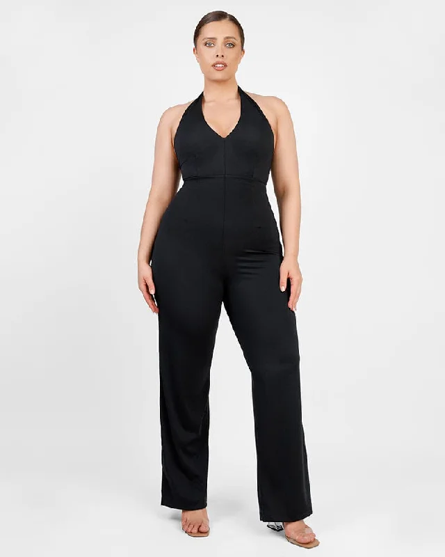 Button-Down Jumpsuits CroppedCroppedUltra Sleek Halter Neck Shaping Jumpsuit