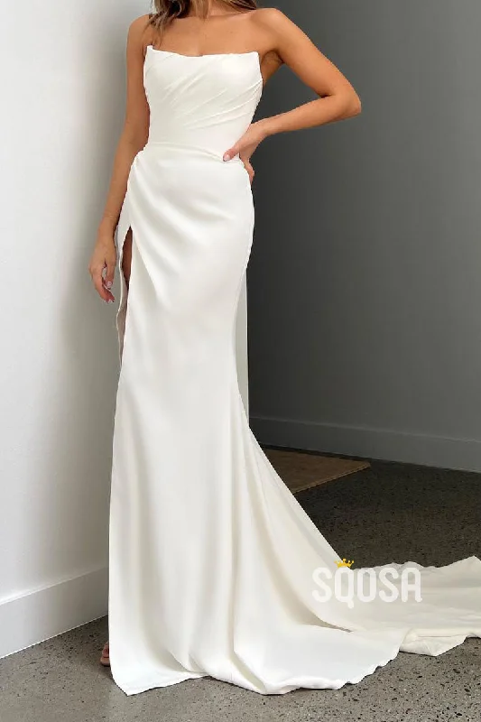 Maxi dress – Long dress that typically reaches the ankles or floor, offering a flowing and elegant look.Maxi dress – Long dress that typically reaches the ankles or floor, offering a flowing and elegant look.Casual Satin Trumpet Bateau Strapless Ruched With Side Slit Beach Wedding Dress QW8202 Maxi dress – Long dress that typically reaches the ankles or floor, offering a flowing and elegant look.Maxi dress – Long dress that typically reaches the ankles or floor, offering a flowing and elegant look.Casual Satin Trumpet Bateau Strapless Ruched With Side Slit Beach Wedding Dress QW8202