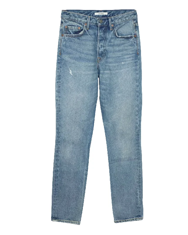 Straight-leg trousers – Trousers with a consistent width from hip to ankle, not tapered or flared.Straight-leg trousers – Trousers with a consistent width from hip to ankle, not tapered or flared.GRLFRND High-Rise Straight Leg Jeans in Blue Cotton Straight-leg trousers – Trousers with a consistent width from hip to ankle, not tapered or flared.Straight-leg trousers – Trousers with a consistent width from hip to ankle, not tapered or flared.GRLFRND High-Rise Straight Leg Jeans in Blue Cotton