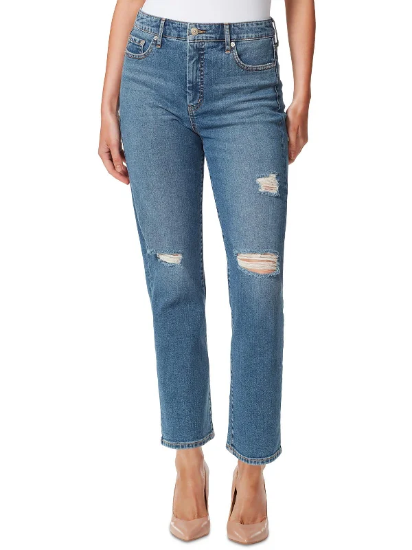 Checkered trousers – Trousers with a plaid or checkered pattern, adding a bold touch to your wardrobe.Checkered trousers – Trousers with a plaid or checkered pattern, adding a bold touch to your wardrobe.Spotlight Womens Denim Distressed Straight Leg Jeans