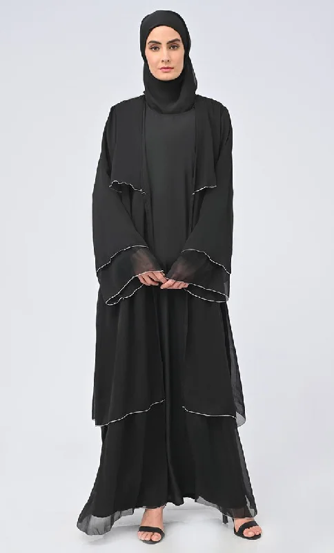 Lightweight – Thin, easy to wear, lightweight fabricLightweight – Thin, easy to wear, lightweight fabricBenazir Arabic Tiered Detailing chiffon Shrug With Crepe Inner Lightweight – Thin, easy to wear, lightweight fabricLightweight – Thin, easy to wear, lightweight fabricBenazir Arabic Tiered Detailing chiffon Shrug With Crepe Inner