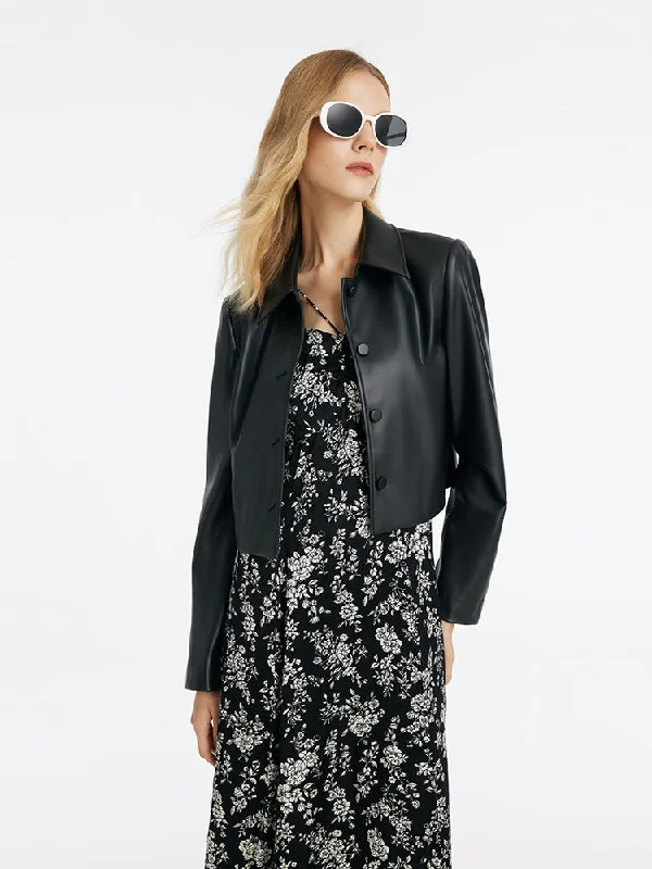 Padded – With extra filling for warmthPadded – With extra filling for warmthEco-Friendly Leather Lapel Women Crop Jacket Padded – With extra filling for warmthPadded – With extra filling for warmthEco-Friendly Leather Lapel Women Crop Jacket