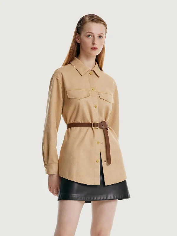 Padded – With extra filling for warmthPadded – With extra filling for warmthFaux Suede Women Jacket With Leather Belt Padded – With extra filling for warmthPadded – With extra filling for warmthFaux Suede Women Jacket With Leather Belt