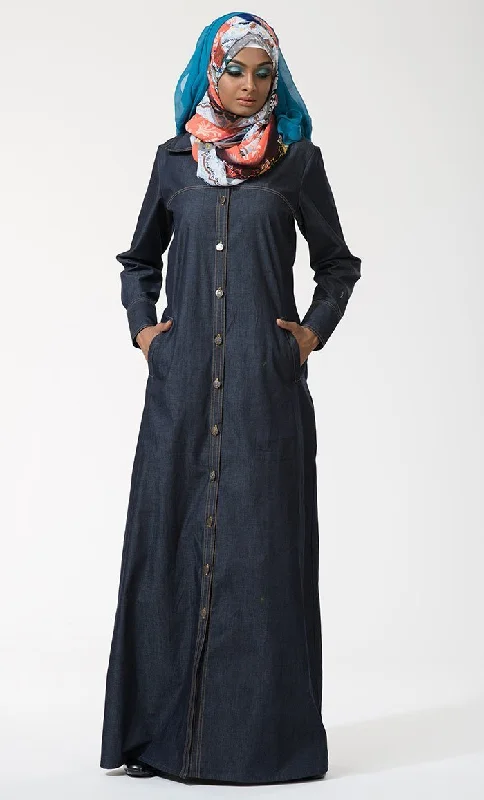 Herringbone – A distinct V-shaped woven patternHerringbone – A distinct V-shaped woven patternFront Open Button Down Denim Jilbab Abaya-Blue Herringbone – A distinct V-shaped woven patternHerringbone – A distinct V-shaped woven patternFront Open Button Down Denim Jilbab Abaya-Blue