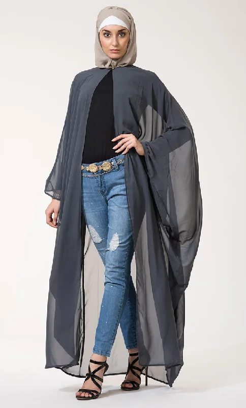 Oversized – Loose, relaxed fitOversized – Loose, relaxed fitGeorgette One button closure Cape Shrug Oversized – Loose, relaxed fitOversized – Loose, relaxed fitGeorgette One button closure Cape Shrug