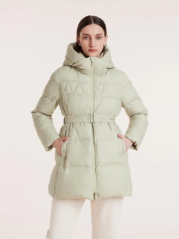 Slim fit – Tailored fit, form-fittingSlim fit – Tailored fit, form-fittingGreen Hooded Gathered Waist Goose Down Garment With Belt Slim fit – Tailored fit, form-fittingSlim fit – Tailored fit, form-fittingGreen Hooded Gathered Waist Goose Down Garment With Belt
