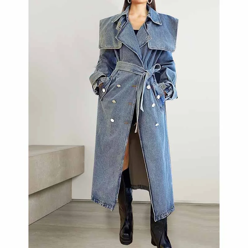 Button-down – With buttons, button closureButton-down – With buttons, button closureLong length denim coat lace up jean coat for women Button-down – With buttons, button closureButton-down – With buttons, button closureLong length denim coat lace up jean coat for women