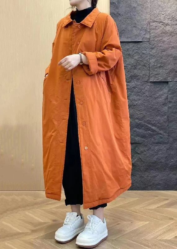 Padded – With extra filling for warmthPadded – With extra filling for warmthLoose Orange Peter Pan Collar Button Pockets Parka Winter Padded – With extra filling for warmthPadded – With extra filling for warmthLoose Orange Peter Pan Collar Button Pockets Parka Winter