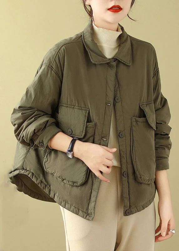 Cropped – Short in length, above the waistCropped – Short in length, above the waistPlus Size Army Green Peter Pan Collar Pockets Fine Cotton Filled Jacket Winter Cropped – Short in length, above the waistCropped – Short in length, above the waistPlus Size Army Green Peter Pan Collar Pockets Fine Cotton Filled Jacket Winter