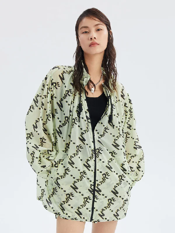 Lightweight – Thin, easy to wear, lightweight fabricLightweight – Thin, easy to wear, lightweight fabricLight Green Sunproof Letter Print Oversized Jacket Lightweight – Thin, easy to wear, lightweight fabricLightweight – Thin, easy to wear, lightweight fabricLight Green Sunproof Letter Print Oversized Jacket