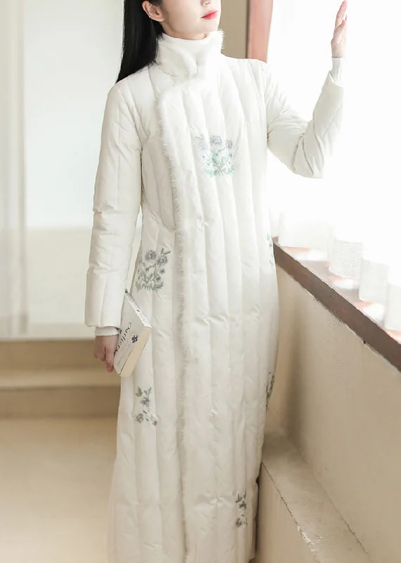 Hooded – With a hoodHooded – With a hoodVintage White Embroideried Patchwork Mink Hair Duck Down Puffer Coats Winter Hooded – With a hoodHooded – With a hoodVintage White Embroideried Patchwork Mink Hair Duck Down Puffer Coats Winter