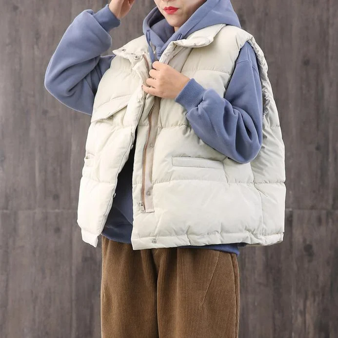 Padded – With extra filling for warmthPadded – With extra filling for warmthWarm beige Parkas plus size warm winter coats stand collar zippered
