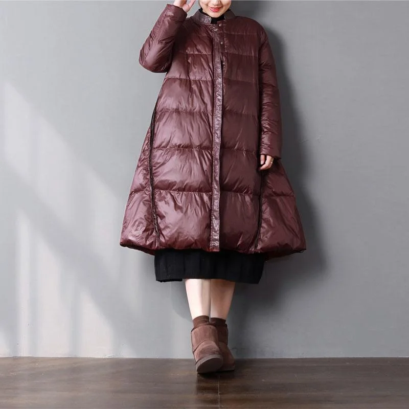 Hooded – With a hoodHooded – With a hoodWarm burgundy duck down coat plus size clothing stand collar snow pockets large hem coats Hooded – With a hoodHooded – With a hoodWarm burgundy duck down coat plus size clothing stand collar snow pockets large hem coats