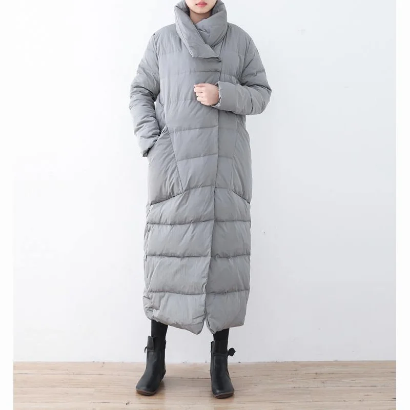 Reversible – Can be worn inside out, two looks in oneReversible – Can be worn inside out, two looks in oneWarm light gray down overcoat oversize stand collar down jacket Casual pockets coats Reversible – Can be worn inside out, two looks in oneReversible – Can be worn inside out, two looks in oneWarm light gray down overcoat oversize stand collar down jacket Casual pockets coats