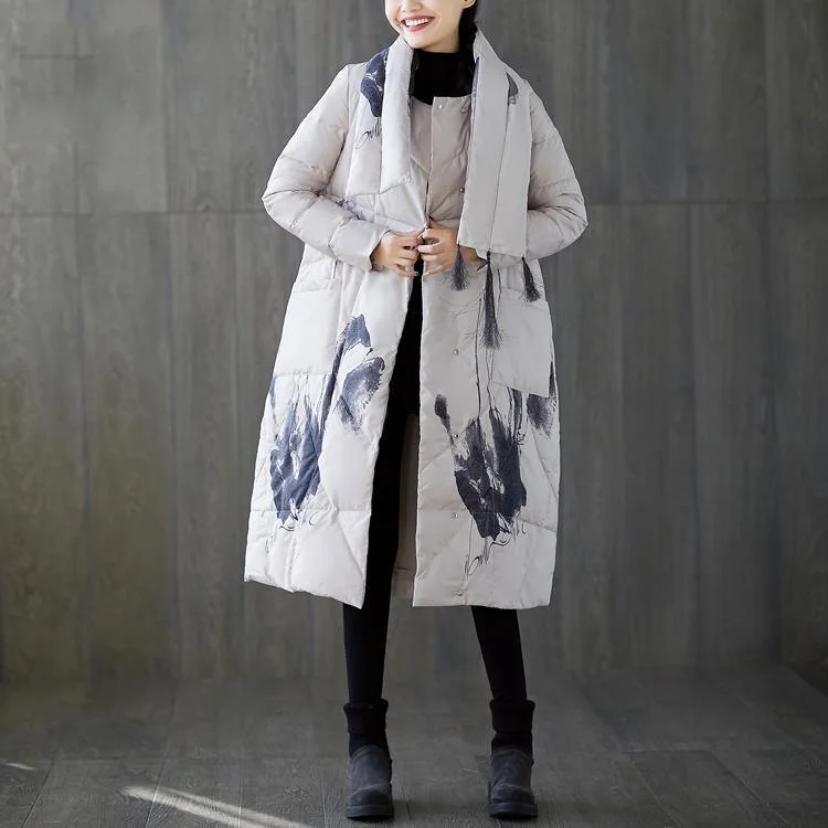 Down-filled – Filled with down feathers for insulationDown-filled – Filled with down feathers for insulationWhite Print Down Coat Trendy Plus Size Tassel Down Jacket Down-filled – Filled with down feathers for insulationDown-filled – Filled with down feathers for insulationWhite Print Down Coat Trendy Plus Size Tassel Down Jacket