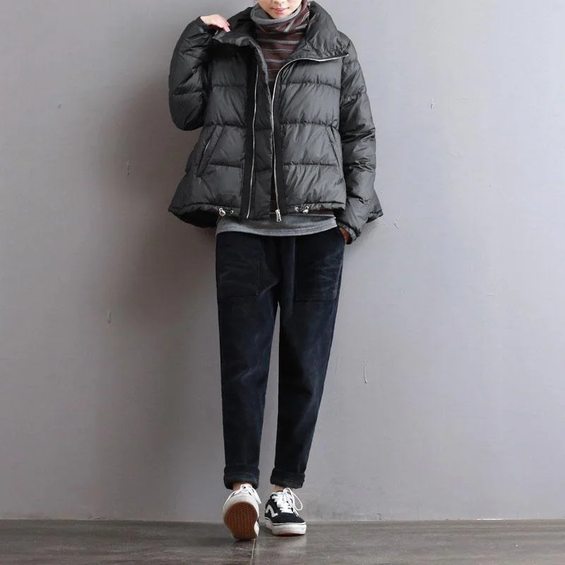 Oversized – Loose, relaxed fitOversized – Loose, relaxed fitWomen Black Loose Fitting Zippered Drawstring Pockets Down Jacket Oversized – Loose, relaxed fitOversized – Loose, relaxed fitWomen Black Loose Fitting Zippered Drawstring Pockets Down Jacket