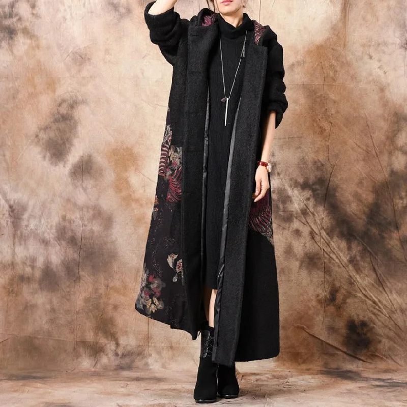 Fleece-lined – With soft fleece inside for warmthFleece-lined – With soft fleece inside for warmthwomen black woolen overcoat plus size long patchwork hooded coat Fleece-lined – With soft fleece inside for warmthFleece-lined – With soft fleece inside for warmthwomen black woolen overcoat plus size long patchwork hooded coat