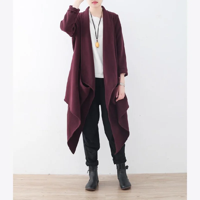 Stretch – Stretchy fabric for comfort and flexibilityStretch – Stretchy fabric for comfort and flexibilitywomen burgundy wool jackets Loose fitting Winter coat 2017 long coats asymmetric hem Stretch – Stretchy fabric for comfort and flexibilityStretch – Stretchy fabric for comfort and flexibilitywomen burgundy wool jackets Loose fitting Winter coat 2017 long coats asymmetric hem