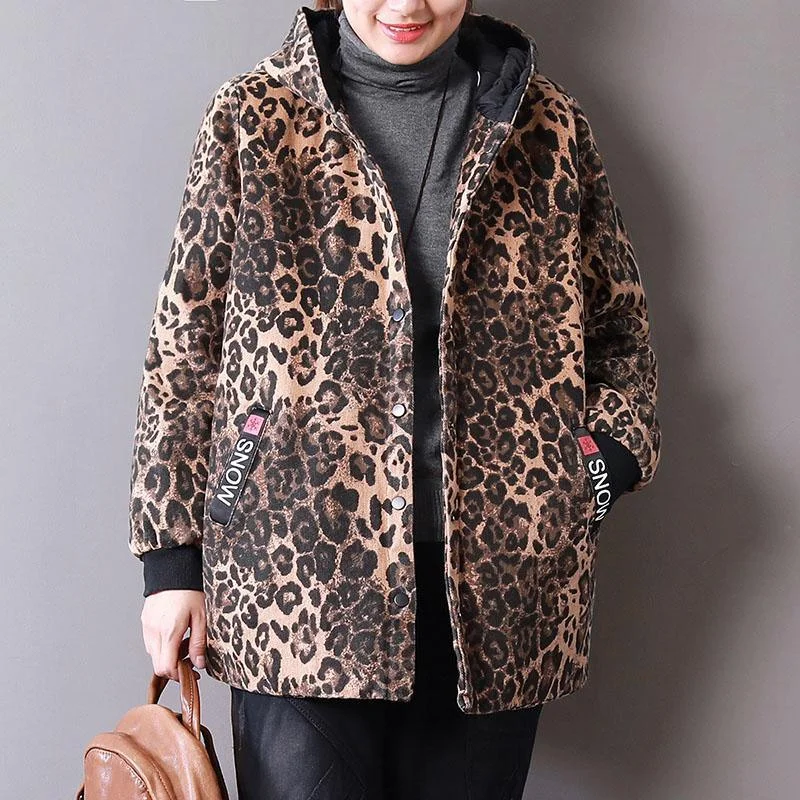 Hooded – With a hoodHooded – With a hoodwomen Leopard spring cotton tops casual cotton hooded tops pockets coat Hooded – With a hoodHooded – With a hoodwomen Leopard spring cotton tops casual cotton hooded tops pockets coat