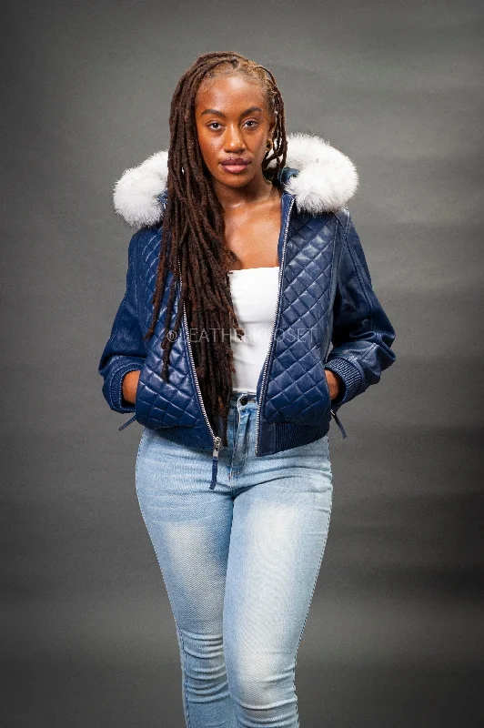 Biker-style – Leather or faux-leather, rugged designBiker-style – Leather or faux-leather, rugged designWomen's Lucas Jacket With Premium Fox Fur Hood [Natural White]