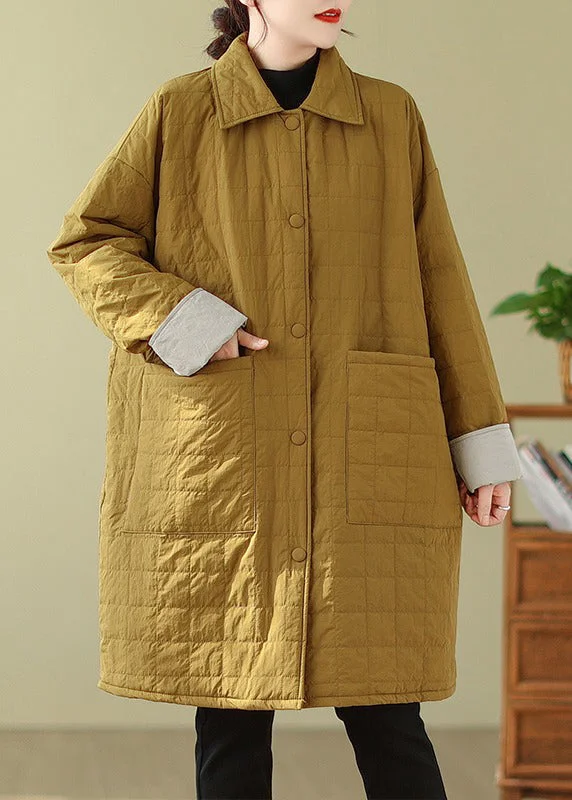 Down-filled – Filled with down feathers for insulationDown-filled – Filled with down feathers for insulationYellow Pockets Patchwork Fine Cotton Filled Coats Peter Pan Collar Winter Down-filled – Filled with down feathers for insulationDown-filled – Filled with down feathers for insulationYellow Pockets Patchwork Fine Cotton Filled Coats Peter Pan Collar Winter