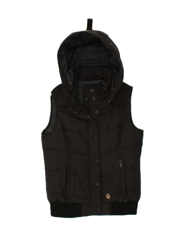 women's waistcoats for casual occasionswomen's waistcoats for casual occasionsKHUJO Womens Hooded Padded Gilet UK 14 Large Black Cotton