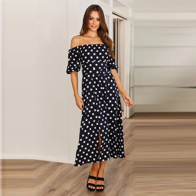 Sheath dress – Form-fitting dress that hugs the body and typically hits just above or at the knee.Sheath dress – Form-fitting dress that hugs the body and typically hits just above or at the knee.Summer skirt women's word collar strapless polka dot belt print dress Sheath dress – Form-fitting dress that hugs the body and typically hits just above or at the knee.Sheath dress – Form-fitting dress that hugs the body and typically hits just above or at the knee.Summer skirt women's word collar strapless polka dot belt print dress