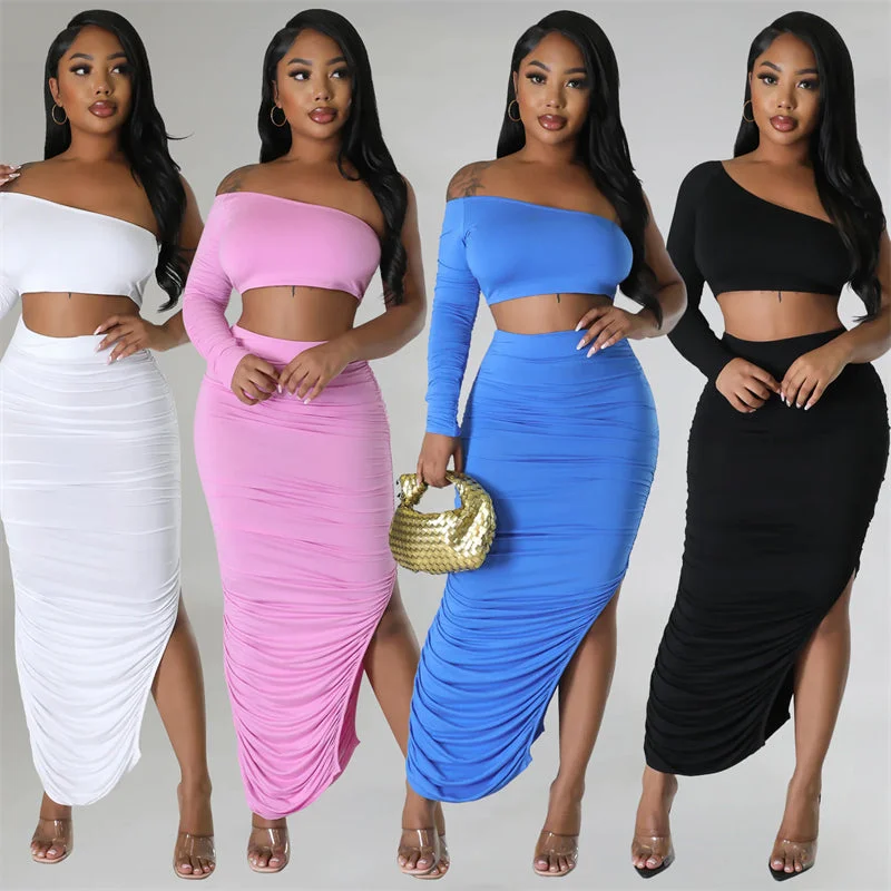 Cocktail dress – Dress typically worn for semi-formal events, often knee-length or slightly above.Cocktail dress – Dress typically worn for semi-formal events, often knee-length or slightly above.Clubwear One Shoulder Crop Top and Side Slit Ruched Long Skirt Elegant Festival Outfits for Women Maxi 2 Piece Dress Sets Cocktail dress – Dress typically worn for semi-formal events, often knee-length or slightly above.Cocktail dress – Dress typically worn for semi-formal events, often knee-length or slightly above.Clubwear One Shoulder Crop Top and Side Slit Ruched Long Skirt Elegant Festival Outfits for Women Maxi 2 Piece Dress Sets