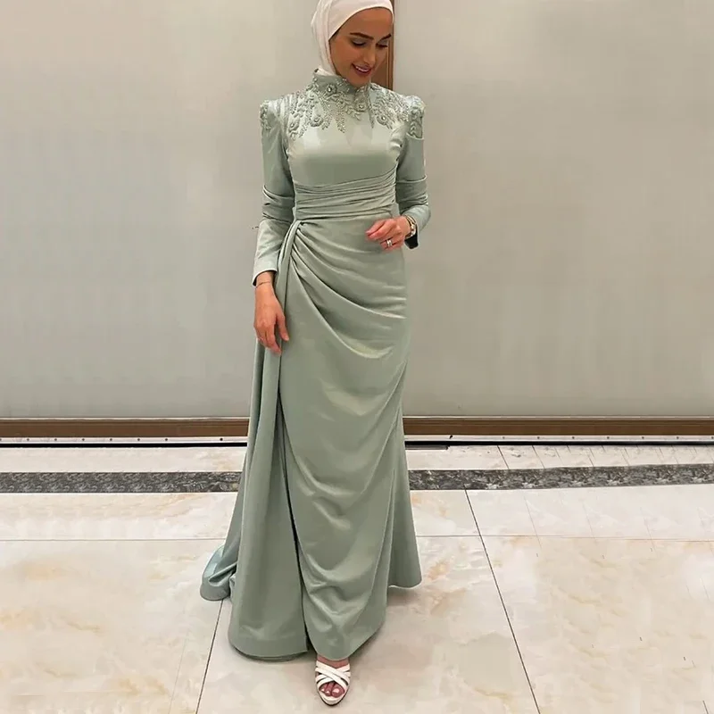 Wrap dress – Dress that wraps around the body and ties at the waist, creating a flattering and adjustable fit.Wrap dress – Dress that wraps around the body and ties at the waist, creating a flattering and adjustable fit.Sage Muslim Mermaid Evening Dresses for Women High Collar Long Sleeve Overskirt Appliques Beading Hijabi Formal Occasion Dress Wrap dress – Dress that wraps around the body and ties at the waist, creating a flattering and adjustable fit.Wrap dress – Dress that wraps around the body and ties at the waist, creating a flattering and adjustable fit.Sage Muslim Mermaid Evening Dresses for Women High Collar Long Sleeve Overskirt Appliques Beading Hijabi Formal Occasion Dress