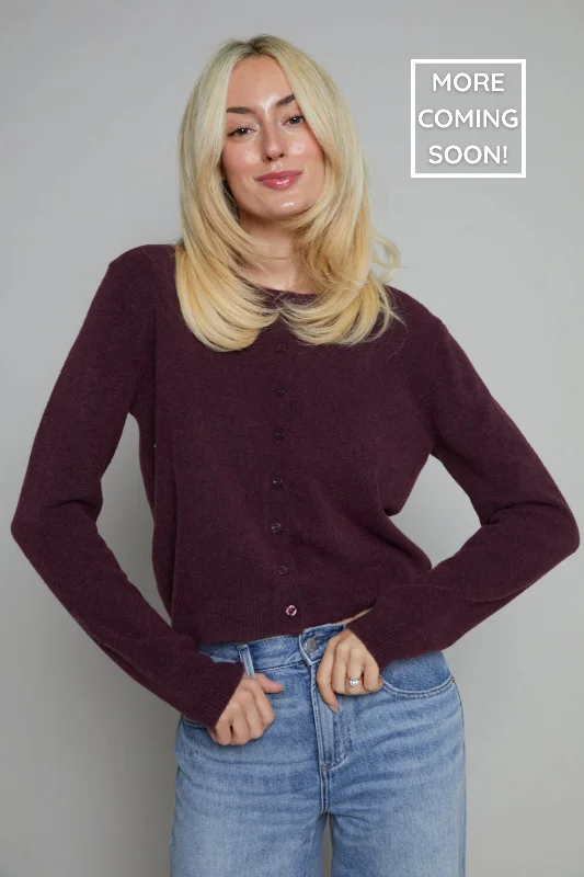 Cashmere – Luxurious, soft wool from goatsCashmere – Luxurious, soft wool from goatsAmelia Classic Cardigan Sweater - Berry Wine Cashmere – Luxurious, soft wool from goatsCashmere – Luxurious, soft wool from goatsAmelia Classic Cardigan Sweater - Berry Wine