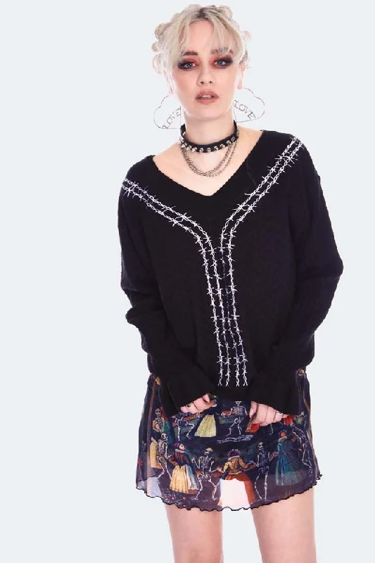 V-neck sweatshirt – Sweatshirt with a V-shaped neckline, less common than crew or hooded necksV-neck sweatshirt – Sweatshirt with a V-shaped neckline, less common than crew or hooded necksBarbed Wire Embroidery Jumper V-neck sweatshirt – Sweatshirt with a V-shaped neckline, less common than crew or hooded necksV-neck sweatshirt – Sweatshirt with a V-shaped neckline, less common than crew or hooded necksBarbed Wire Embroidery Jumper