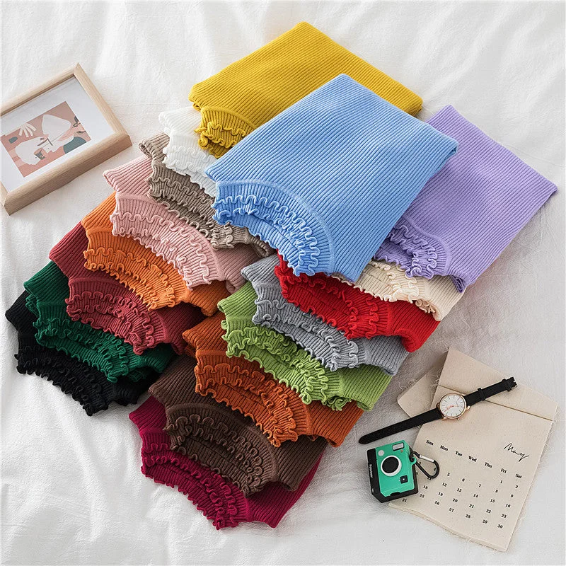 Cropped – Shortened length, above the waistCropped – Shortened length, above the waistBasic Frilly Mock Neck Sweater (17 Colors) Cropped – Shortened length, above the waistCropped – Shortened length, above the waistBasic Frilly Mock Neck Sweater (17 Colors)