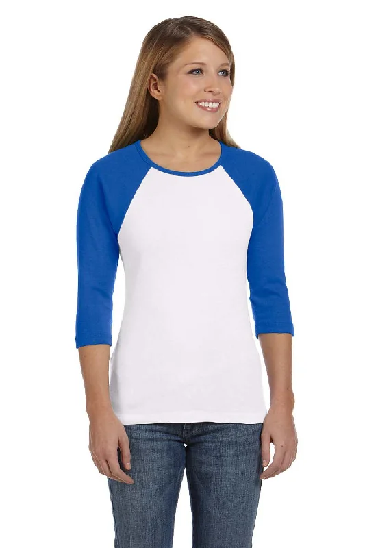 Raglan sleeve – Diagonal seam extending from the underarm to neckline, giving a sporty lookRaglan sleeve – Diagonal seam extending from the underarm to neckline, giving a sporty lookBella + Canvas Womens 3/4 Sleeve Crewneck T-Shirt - White/True Royal Blue Raglan sleeve – Diagonal seam extending from the underarm to neckline, giving a sporty lookRaglan sleeve – Diagonal seam extending from the underarm to neckline, giving a sporty lookBella + Canvas Womens 3/4 Sleeve Crewneck T-Shirt - White/True Royal Blue