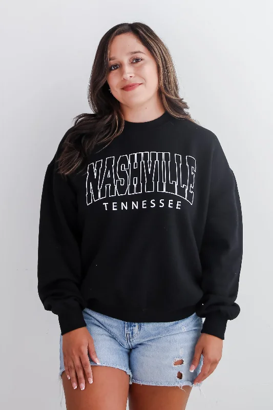 Crew neck – Round neck, classic styleCrew neck – Round neck, classic styleBlack Nashville Tennessee Sweatshirt