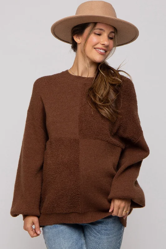 Pullover – Sweater without buttons or zippers, worn over the headPullover – Sweater without buttons or zippers, worn over the headBrown Textured Checker Maternity Sweater Pullover – Sweater without buttons or zippers, worn over the headPullover – Sweater without buttons or zippers, worn over the headBrown Textured Checker Maternity Sweater