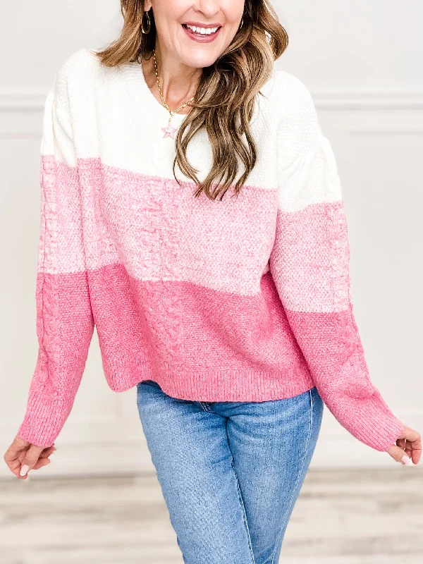 Cable knit – Featuring textured, braided patternsCable knit – Featuring textured, braided patternsCable Knit Color Block Sweater Top Cable knit – Featuring textured, braided patternsCable knit – Featuring textured, braided patternsCable Knit Color Block Sweater Top