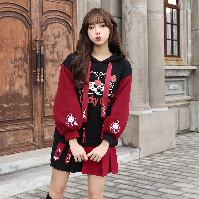 Cropped hoodie – Shortened hoodie that sits above the waistCropped hoodie – Shortened hoodie that sits above the waistCartoon Lucky Cat Letter Print Tassel Clolorblock Hoodie Cat Paws Skirt Cropped hoodie – Shortened hoodie that sits above the waistCropped hoodie – Shortened hoodie that sits above the waistCartoon Lucky Cat Letter Print Tassel Clolorblock Hoodie Cat Paws Skirt