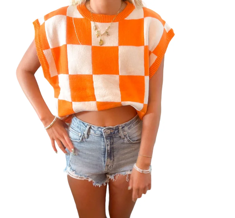 Turtleneck – High-neck style for added warmthTurtleneck – High-neck style for added warmthOrange & White Checkered Game Day Sweater Turtleneck – High-neck style for added warmthTurtleneck – High-neck style for added warmthOrange & White Checkered Game Day Sweater