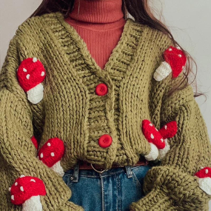 Fitted – Snug, form-fitting styleFitted – Snug, form-fitting styleChunky Mushroom Cropped Cardigan (2 Colors) Fitted – Snug, form-fitting styleFitted – Snug, form-fitting styleChunky Mushroom Cropped Cardigan (2 Colors)