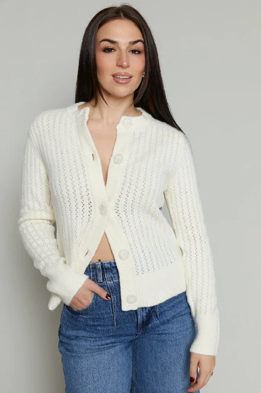 Chunky – Thick, oversized knit for a cozy lookChunky – Thick, oversized knit for a cozy lookCindy Pointelle Knit Cardigan - Cream Chunky – Thick, oversized knit for a cozy lookChunky – Thick, oversized knit for a cozy lookCindy Pointelle Knit Cardigan - Cream