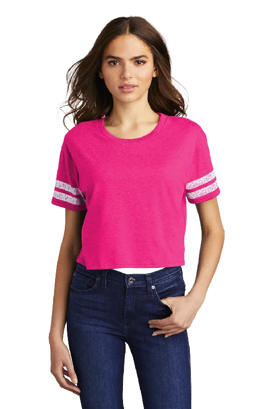 Raglan sleeve – Diagonal seam extending from the underarm to neckline, giving a sporty lookRaglan sleeve – Diagonal seam extending from the underarm to neckline, giving a sporty lookDistrict Womens Scorecard Crop Short Sleeve Crewneck T-Shirt - Heather Dark Fuchsia Pink/White - Closeout Raglan sleeve – Diagonal seam extending from the underarm to neckline, giving a sporty lookRaglan sleeve – Diagonal seam extending from the underarm to neckline, giving a sporty lookDistrict Womens Scorecard Crop Short Sleeve Crewneck T-Shirt - Heather Dark Fuchsia Pink/White - Closeout